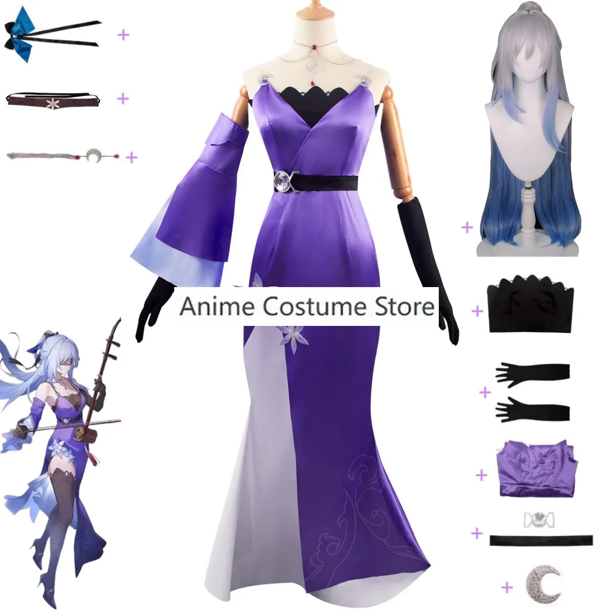 Костюм для косплея из аниме игры Honkai: Star Rail Jingliu бальное Вечернее платье Xianzhou Luofu