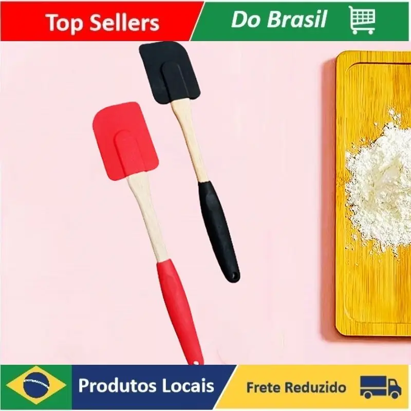 

Espátula De Silicone Com Cabo Madeira 29CM Vermelho E Preto