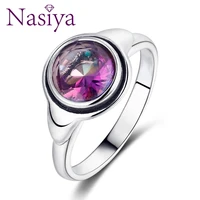 nasiya simple silver rings with created topaz fine gemstone anillos for women party wedding wholesale dropshipping