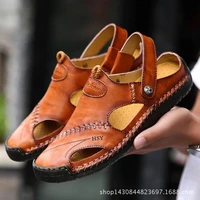 summer men sandals genius leather rubber sole casual outdoor fashion style non slip handmade comfortable