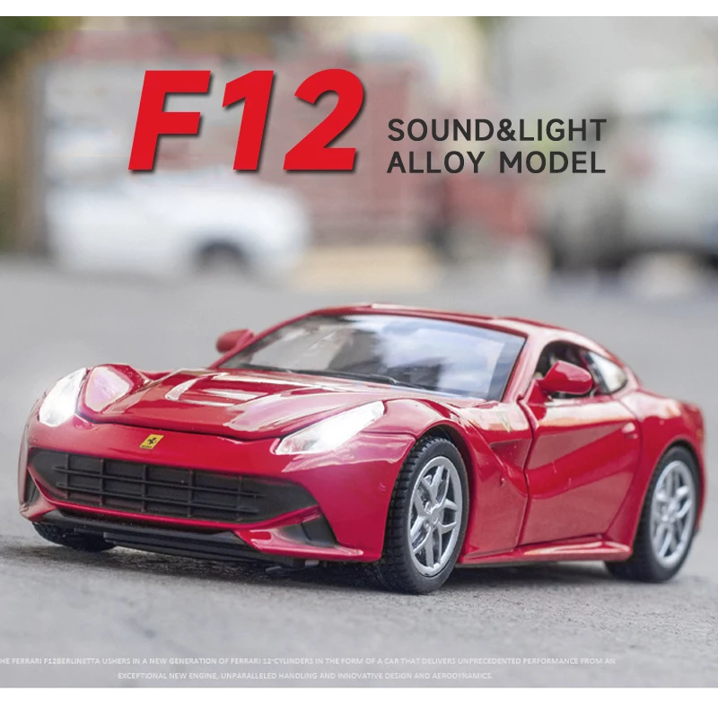 1:32 литая Миниатюрная модель суперавтомобиля из сплава Ferrari F12, задняя фотография, детские новые подарки, коллекционная Рождественская игруш...