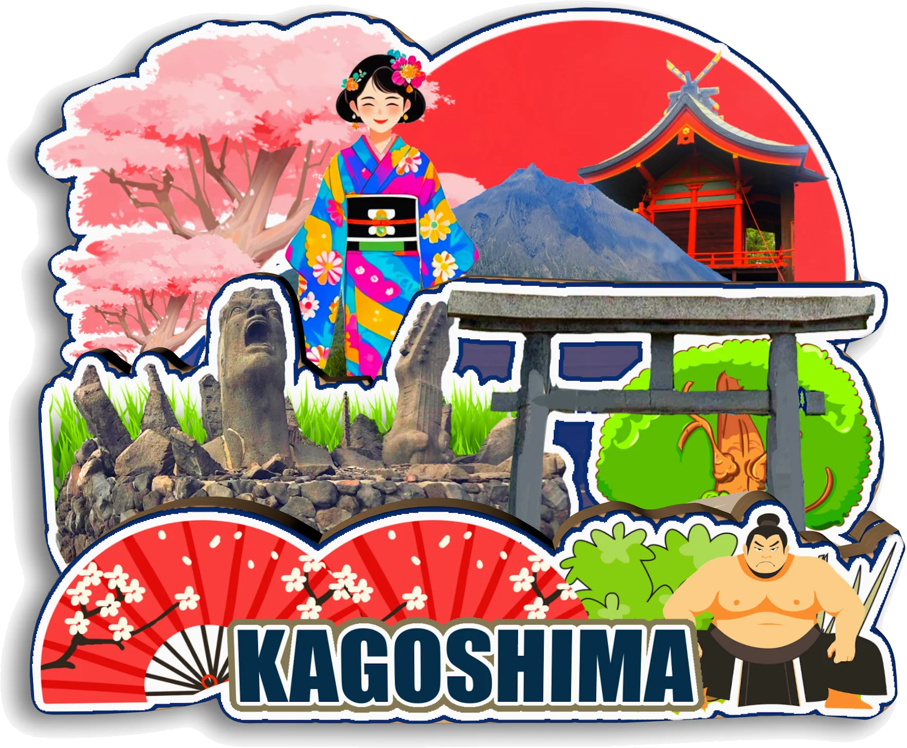 Фото Kumamoto Okayama Shizuoka Kagoshima Utsunomiya Matsuyama Oita Kanazawa Aomori Япония Магнит на холодильник Путешествия Сувенир Подарок №5