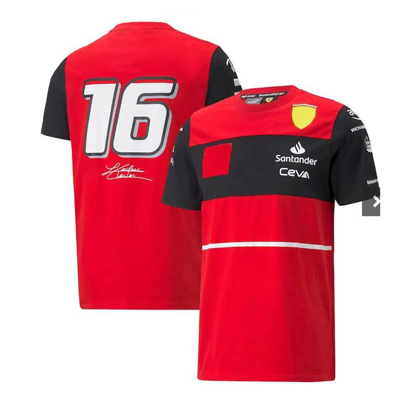 Summer new men's outdoor sports racing suit Spanish driver F1 T-shirt hot selling red # 55 short sleeved 16 shirt top