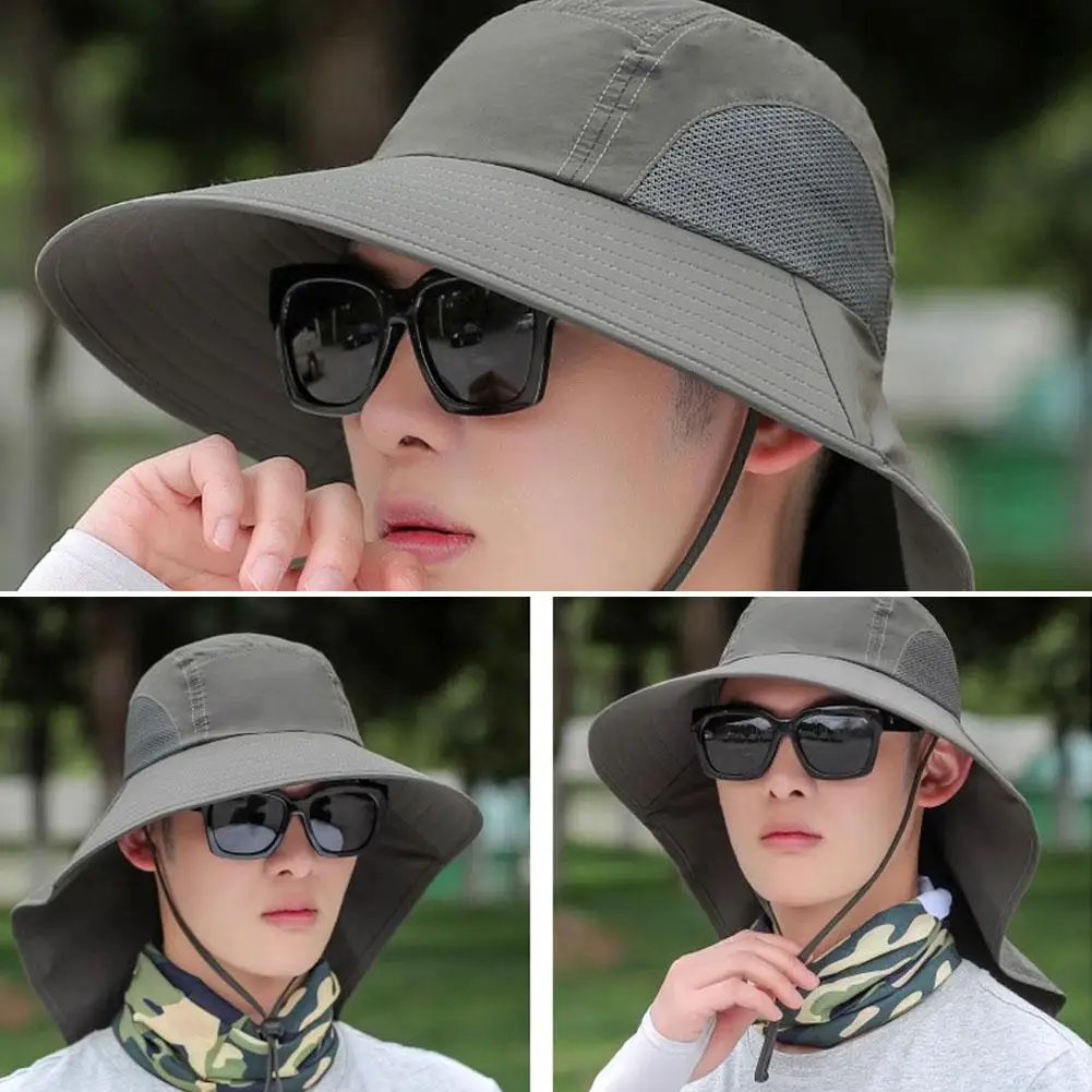 

Рыбацкая шляпа, Солнцезащитная шляпа, рыболовная шляпа с большими полями, Солнцезащитная шляпа для альпинизма, вентилируемая, впитывающая пот, портативная, легкая, D7N7