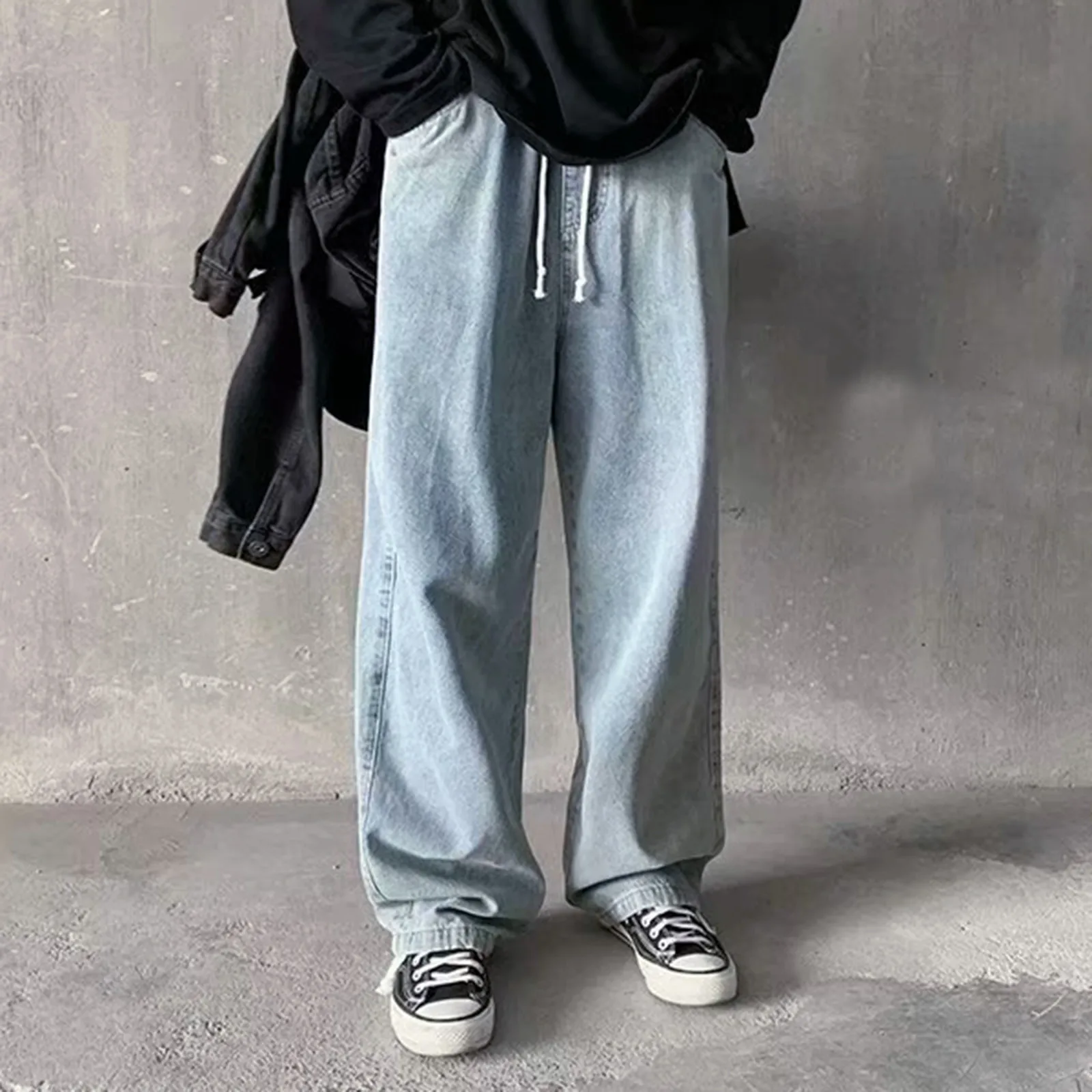 Trousers Fashion Pants Loose Waist Elastic Wide Leg Street Plus-Size Jeans Men's Men's pants