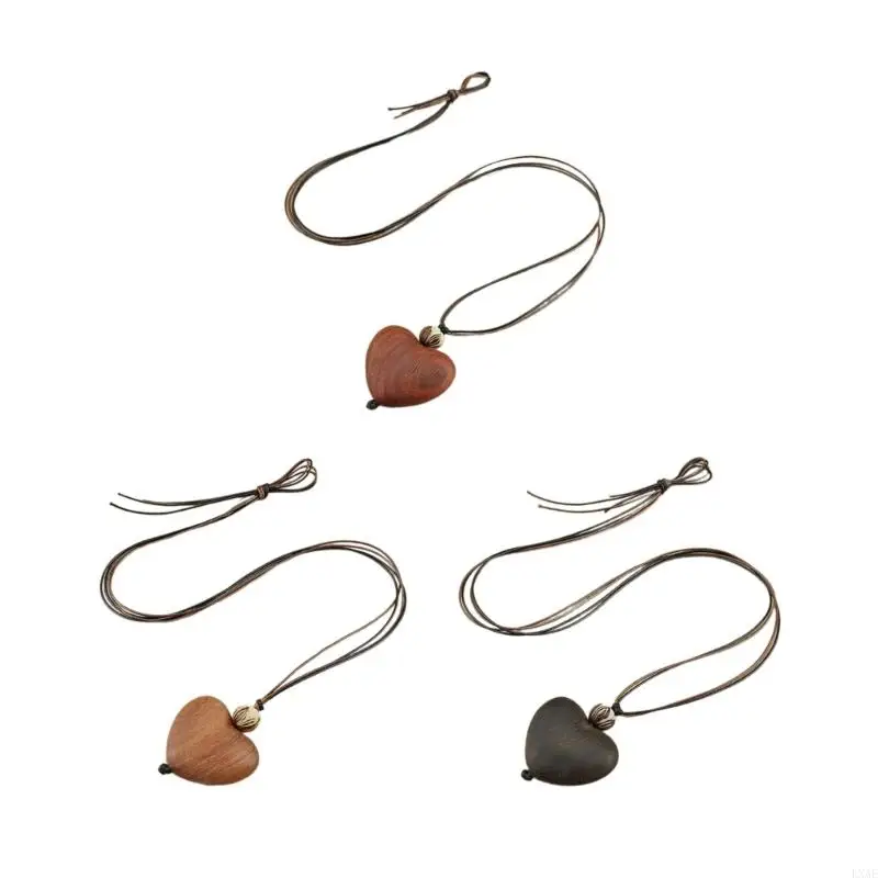 LXAE Простое элегантное деревянное ожерелье в форме сердца ювелирный аксессуар