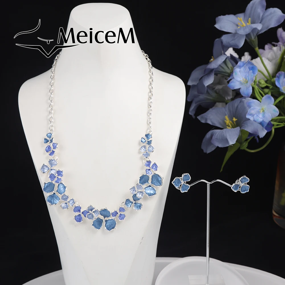 

MeiceM Elegant Female Necklaces Neck Jewelry Colorful Flower Chain Choker Necklace for Women Mother Party Gifts 2022 New Design