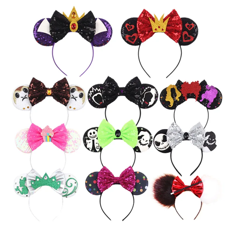Chic Mickey Mouse Ears Headbands Women Halloween Party Cosplay Bad Guys Hairbands Girls Festival Gift Kids DIY Hair Accessories