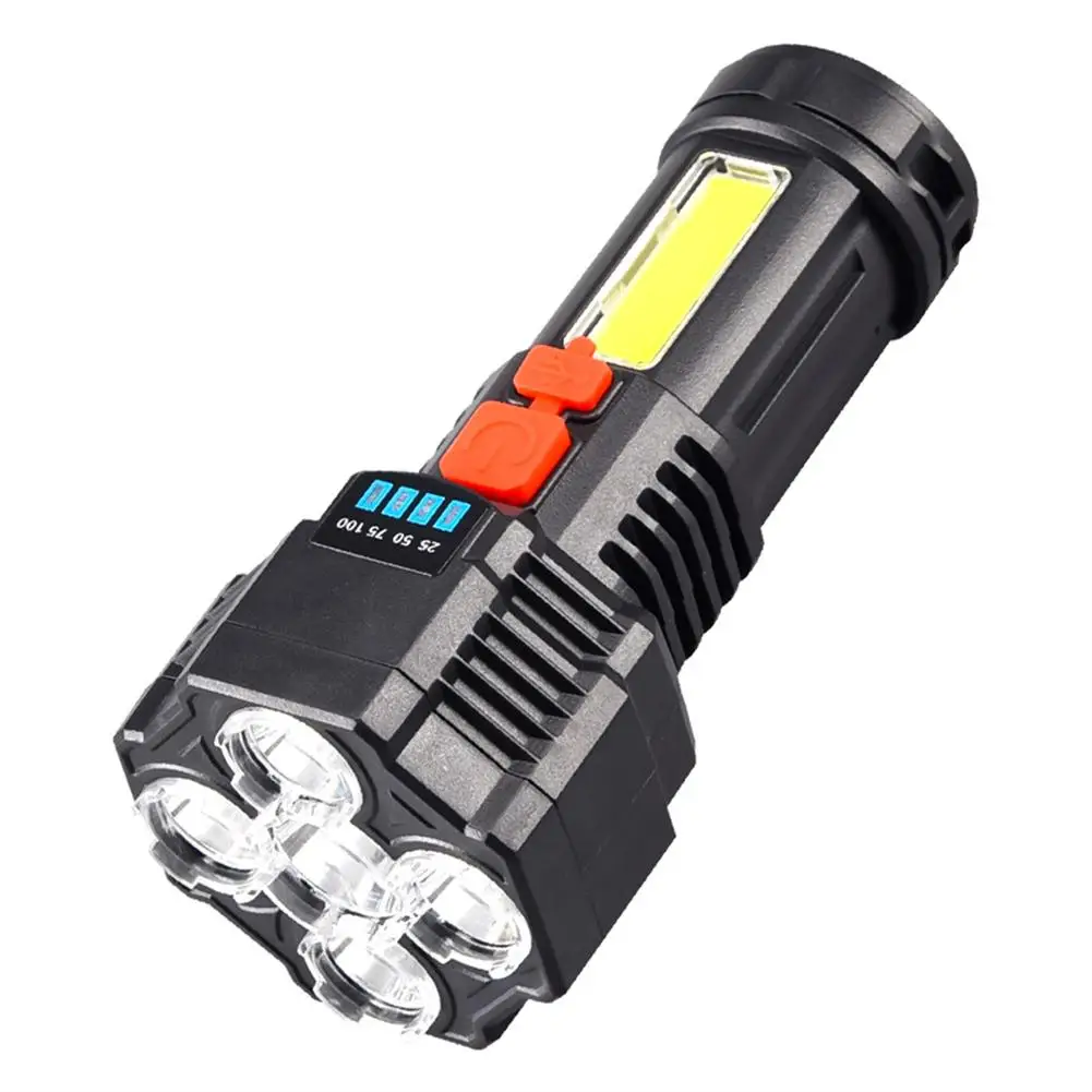 

Outdoor Portable 5-heads Led Flashlight 5 Modes 4800mah Lithium Battery Usb Rechargeable Super Bright Torch