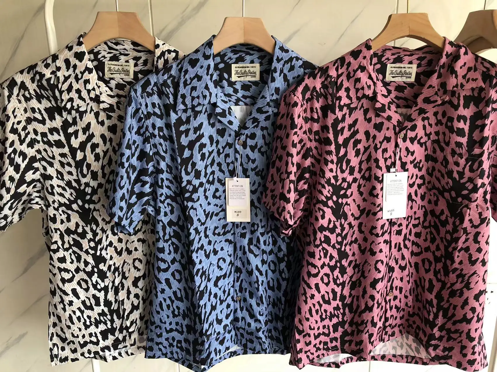 

23SS Hip Hop Wacko Maria Leopard Print Couple Thin Shirt Summer Oversize Men Women High Quality Buttons Top Kanye West