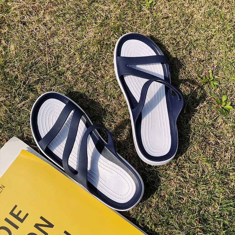 MILIKUYOU Women's Slippers In Summer Soft Sole Concise PVC Sandals Woman Sand Beach Anti Slip Flat Heel Colour Shoes For Female