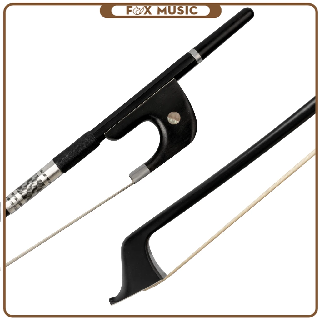 4/4 3/4 1/2 1/4 1/8 Size Upright Double Bass Bow Carbon Fiber German Bow Natural White Horsehair Bow Hair Durable Well Balanced