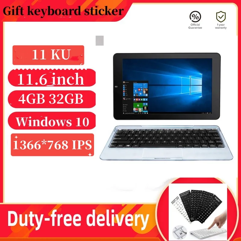 10,1-дюймовый Планшет Windows 10 Home 11 KU 2-в-1, четырёхъядерный процессор Intel Atom x5 Z8300, ОЗУ 4 Гб, ПЗУ 32 Гб