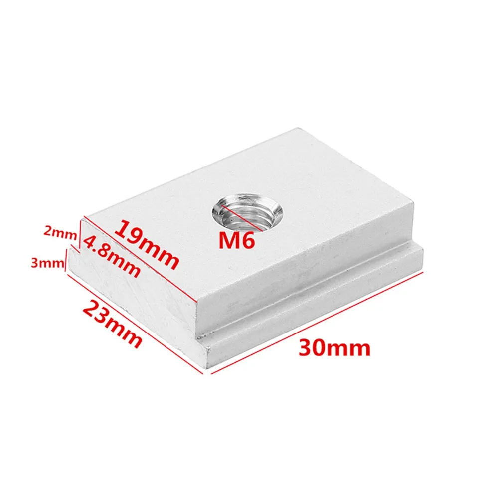 

5PCS M6/M8 T-track Slider Silver Aluminum Alloy Woodworking General-purpose Pusher Block For 30/45 TypeT-track Sliding Slot