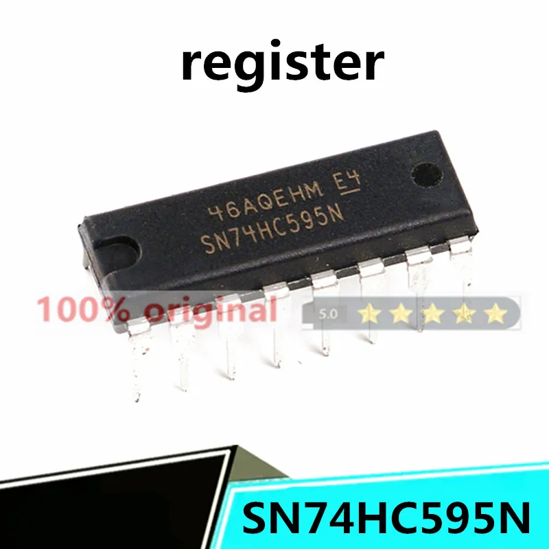 

10 original in-line SN74HC595N logic chips of brand - register DIP-16