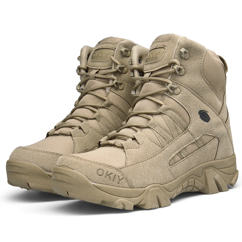

Mens Boots Outdoor Hiking Tactical Military Trekking High Top Combat Soldier Boots Desert Shoes for Men Non-Slip Waterproof Boot