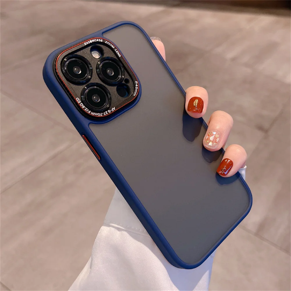 

New frosted protective case is suitable for Apple 14pro mobile phone case iPhone 13 metal lens silicone edge full case