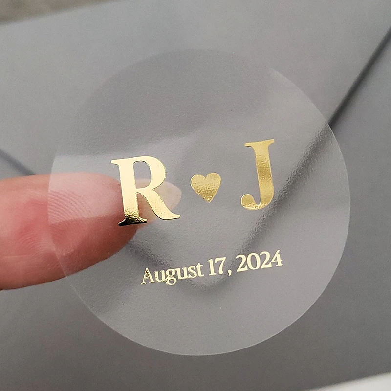 

Персонализированные золотые свадебные наклейки