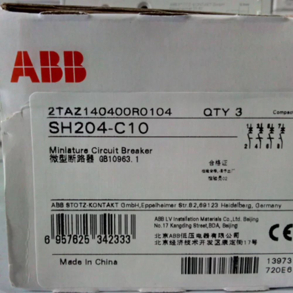 

NEW ABB SH204-C10 Circuit Breaker 4P 10A