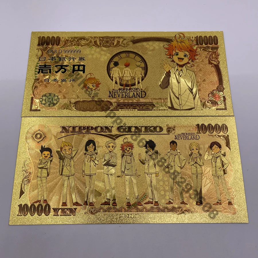 

Retail 1piece The Promised Neverland gold foil plastic card Classical japanese manga golden banknote for memory collection