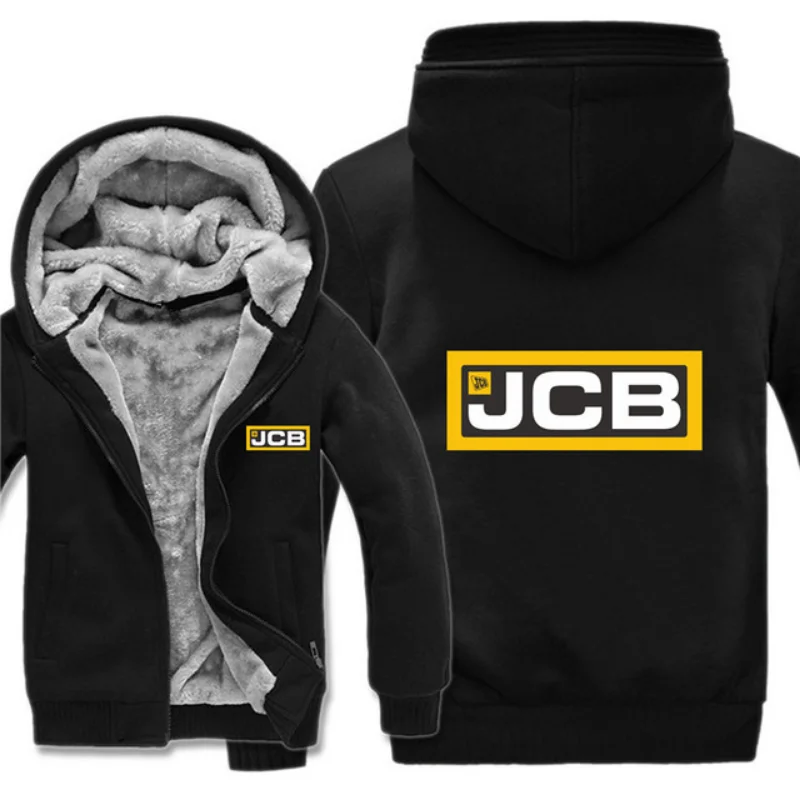 

Новая зимняя мужская модная толстовка с логотипом JCB, утепленная повседневная мужская теплая флисовая Толстовка Harajuku с капюшоном, пальто