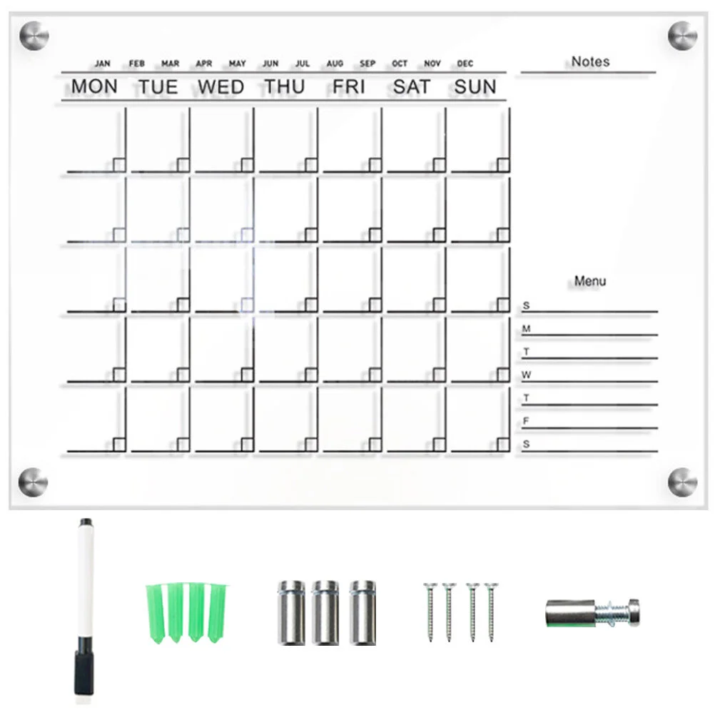 

Настенная Наклейка, магнитная белая доска, еженедельный дизайн, прозрачный, сухой стираемый дисплей на холодильник, акриловый маленький календарь для покупок