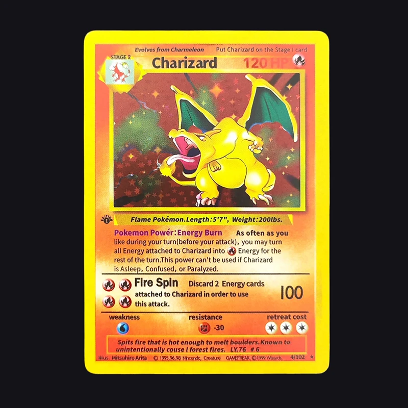 Фото DIY 1999 POKEMON игра английский 1ST EDITION Charizard Blastoise Venusaur Holo 4/102 аниме игровая коллекционная карта №5