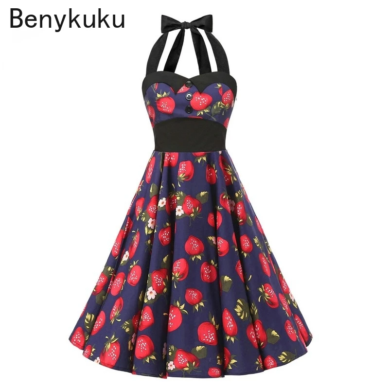 Женское винтажное платье ретро без рукавов розовое вечерние в горошек с лямкой