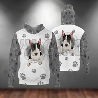 bull terrier paw dog 3d printed hoodies unisex pullovers funny dog hoodie casual street tracksuit