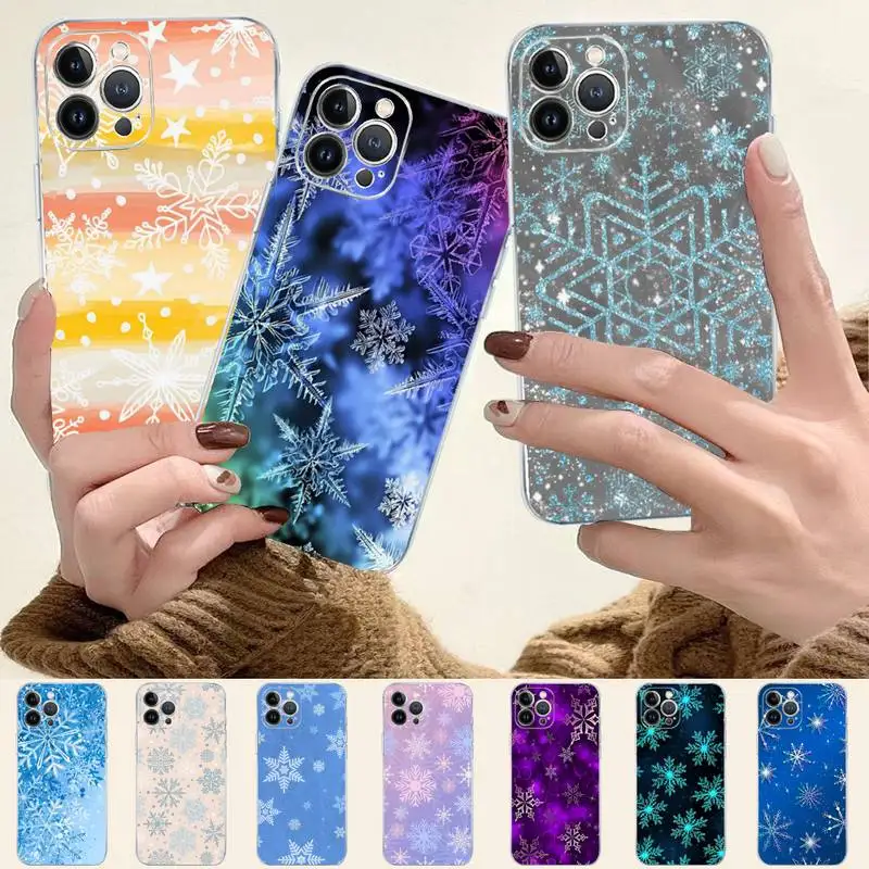 

Christmas Snowflakes Phone Case For iPhone 8 7 6 6S Plus X SE 2020 XR XS 14 11 12 13 Mini Pro Max Mobile Case