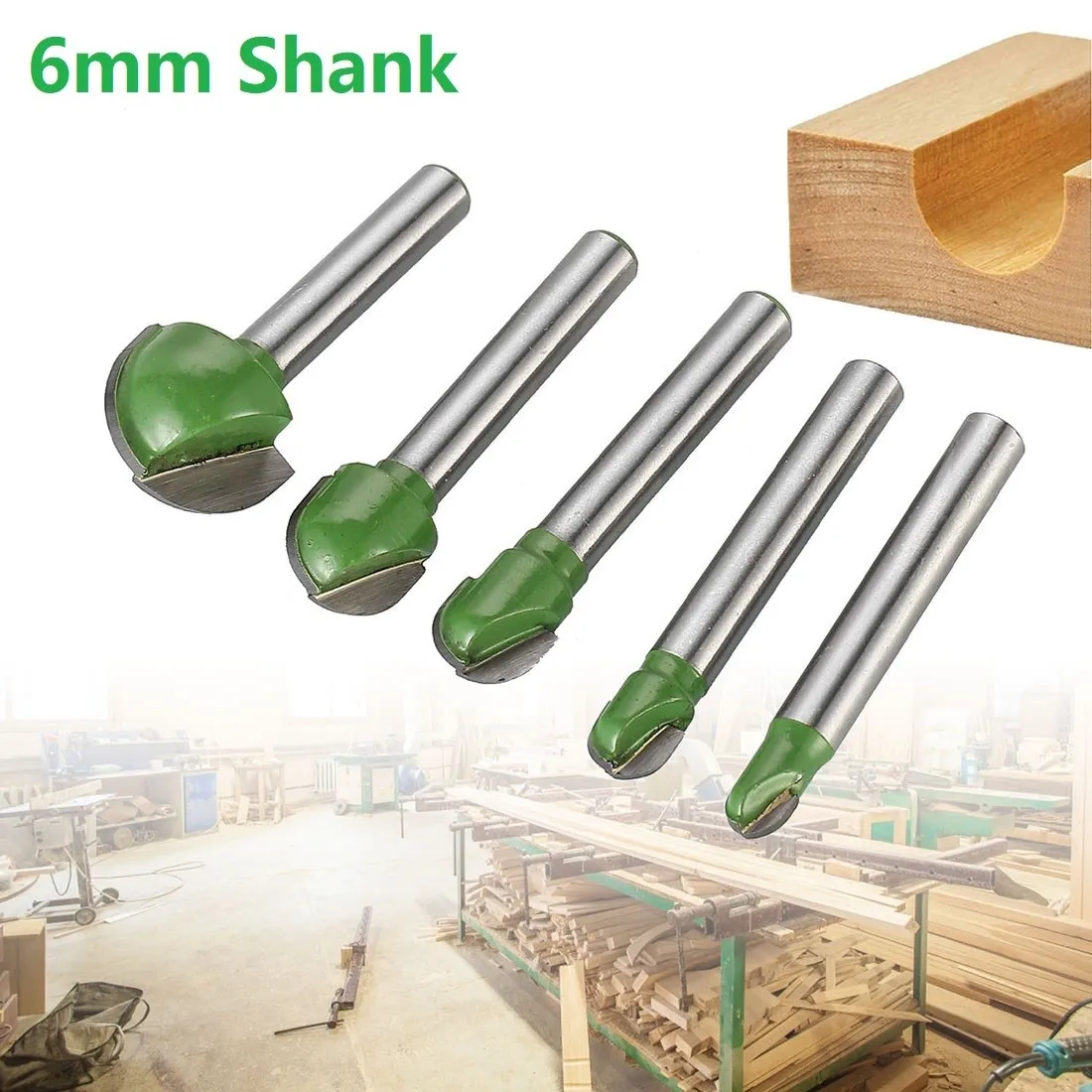 

6-18mm Ball Nose End Mill Router Bit Round Nose Cove Core Woodworking CNC Wood Milling Cutter 6mm Shank