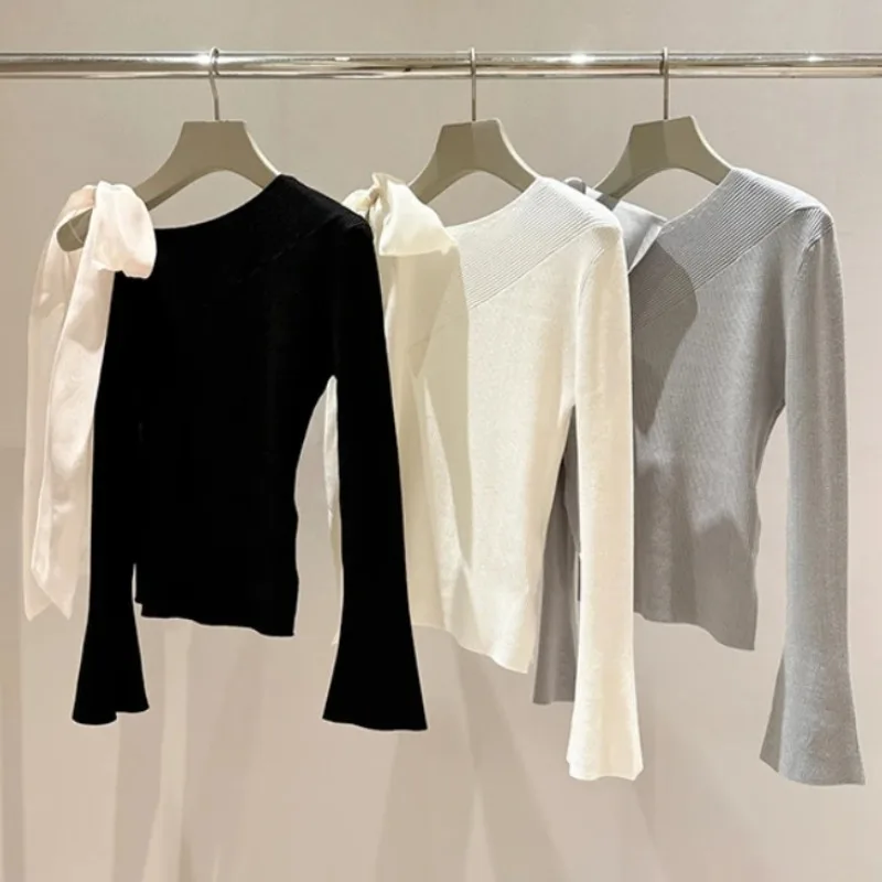 Женский свитер со шнуровкой и бантом модель 2024 года женская верхняя одежда с