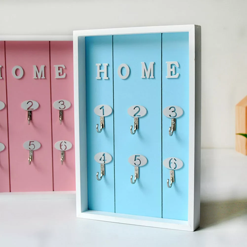 

Key Holder Rack Wooden Key Hanger With 6 Hook Wall Decorative Holder Wall Mounted Storage Hooking Hanger Board Home Decoration