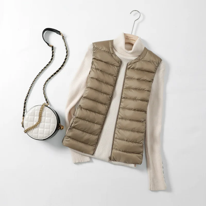 8XL Autumn Winter Women Sleeveless Waistcoat Warm Puffer Jacket Ultra Light White Duck Down Vest Female Short Oversize Outwear