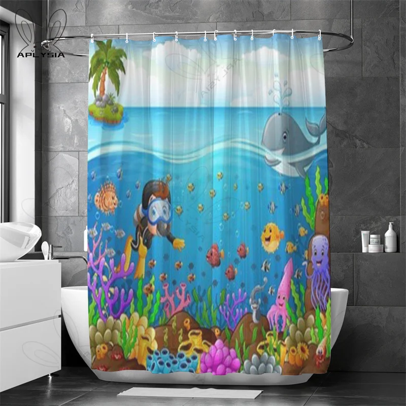 

Штора для душа с изображением дельфина кораллового моря