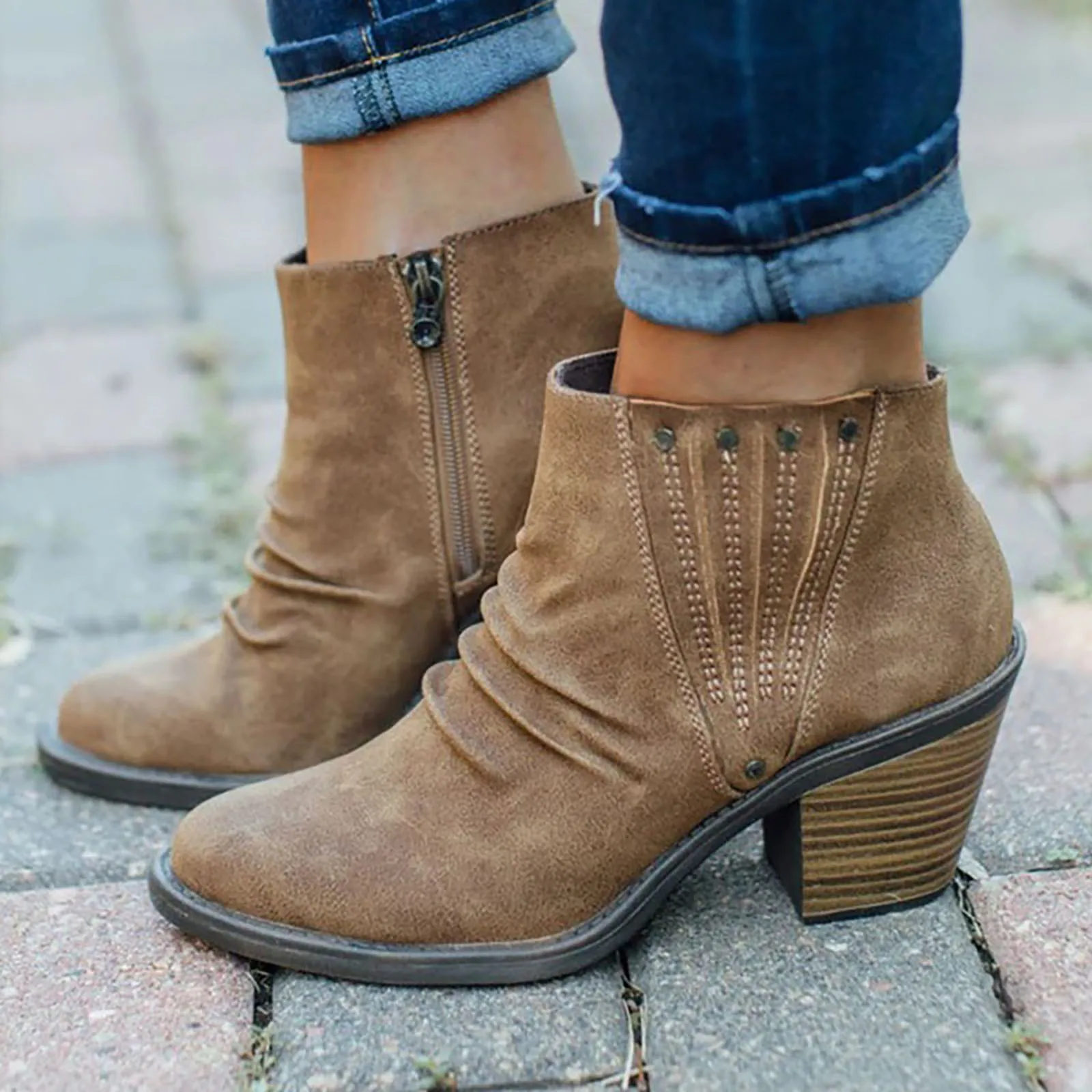 

Vintage High Heels Boots For Women Black Ankle Boots Women 2022 Winter Chelsea Boots Zipper Platform Shoes Casual Botas Mujer