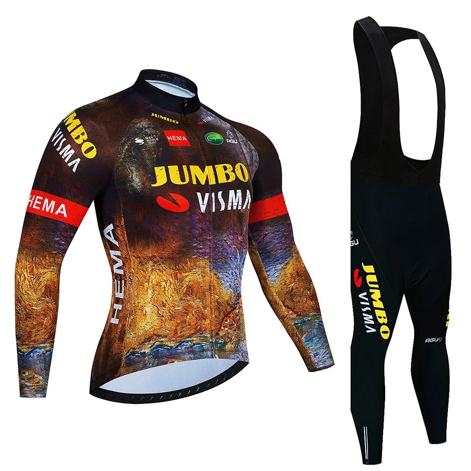 

Autumn 2023 Pro JUMBO Team Cycling Jersey 20D Bib Set MTB Uniform Bicycle Clothing Quick Dry Bike Clothes Mens Long Cycling Wear