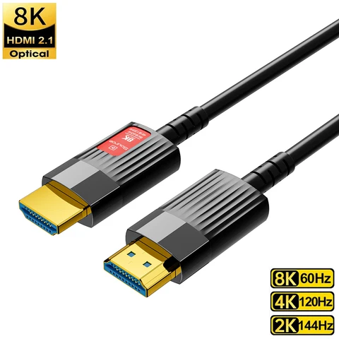 Кабель HDMI оптоволоконный, 2/3/5/7,5/10/8/120 Гц, HDMI 2,1