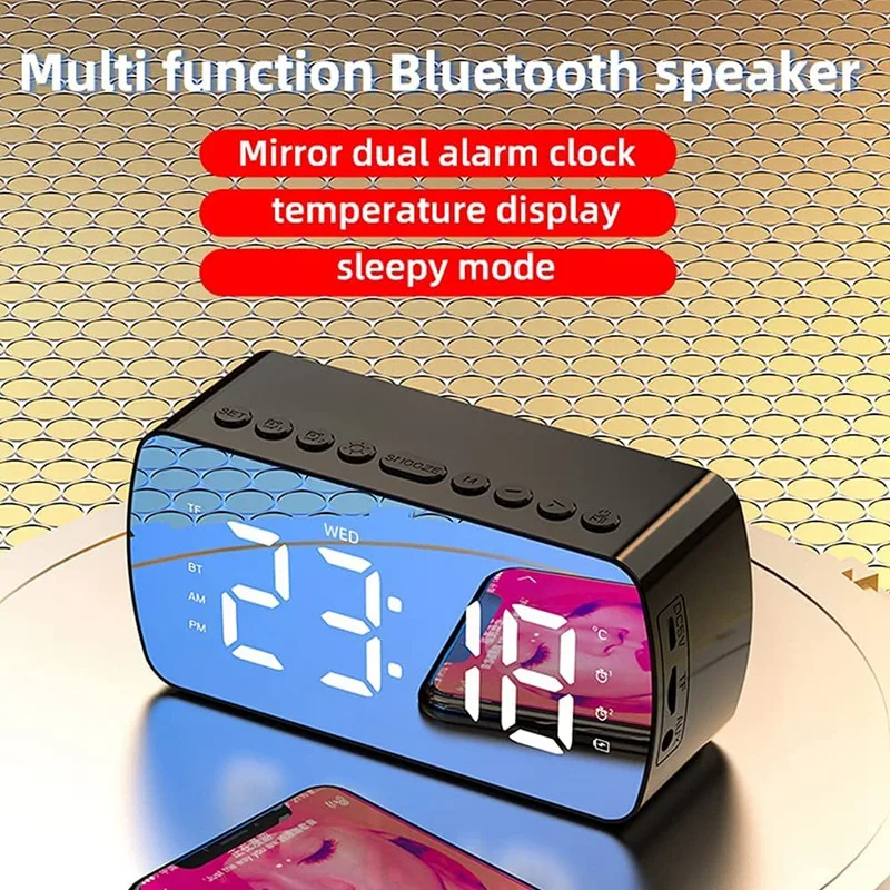 Розничная миниатюрная беспроводная Bluetooth-колонка с цифровым будильником