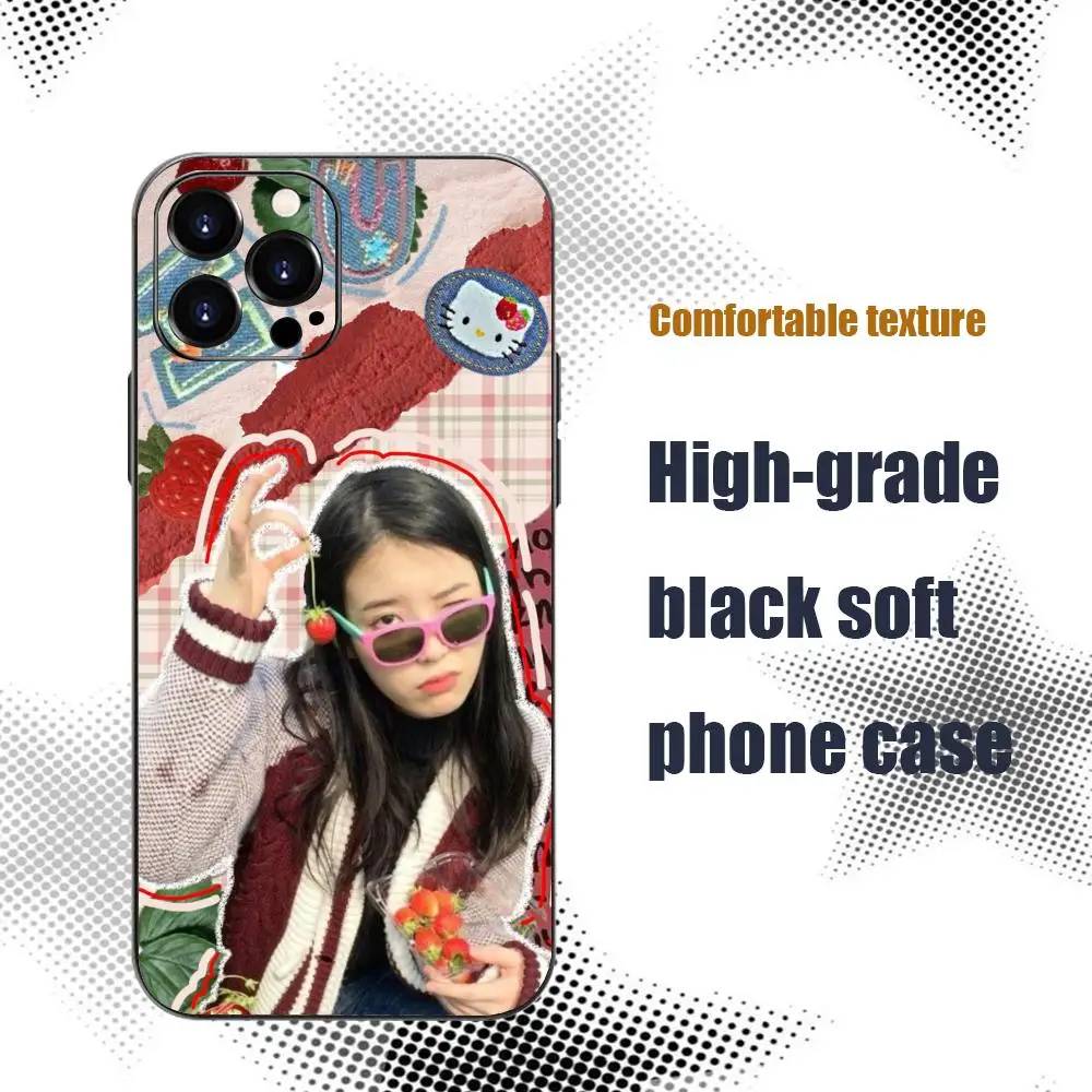 Фото Чехол для телефона с изображением корейской KPOP-звезды IU для iPhone 17, 16, 15, 14, 13, 12, X, XR, XS, 8 Plus, Mini, Pro, Max – мягкий, черный, противоударный чехол №1