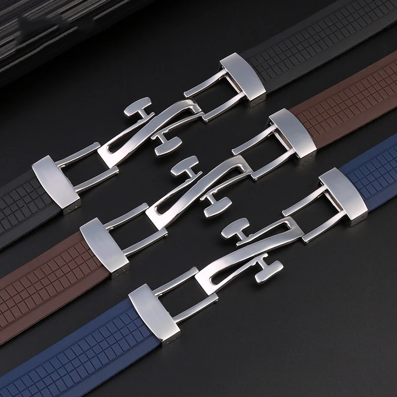 High Quality Soft Rubber Watch Band Aquanaut Fits For Patek Philippe Silicone 5164A 5167A 5168A 21mm Folding Buckle Watch Strap