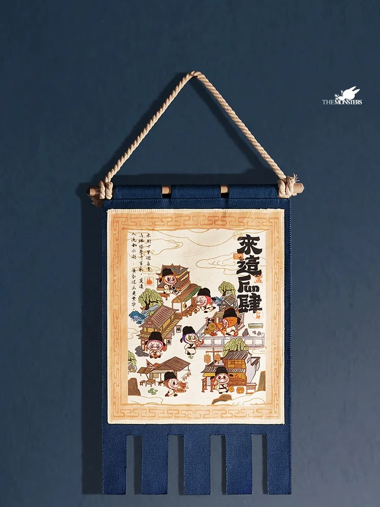 Labubu монстры приходят сюда веселая четырехсерия Холщовая Сумка подставка для