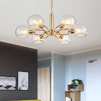 Nordic  E14 Restaurant Pendant Lamp Clear Glass Living room Gold Black Metal LED Chandelier Chain Hanging Light Fixtures