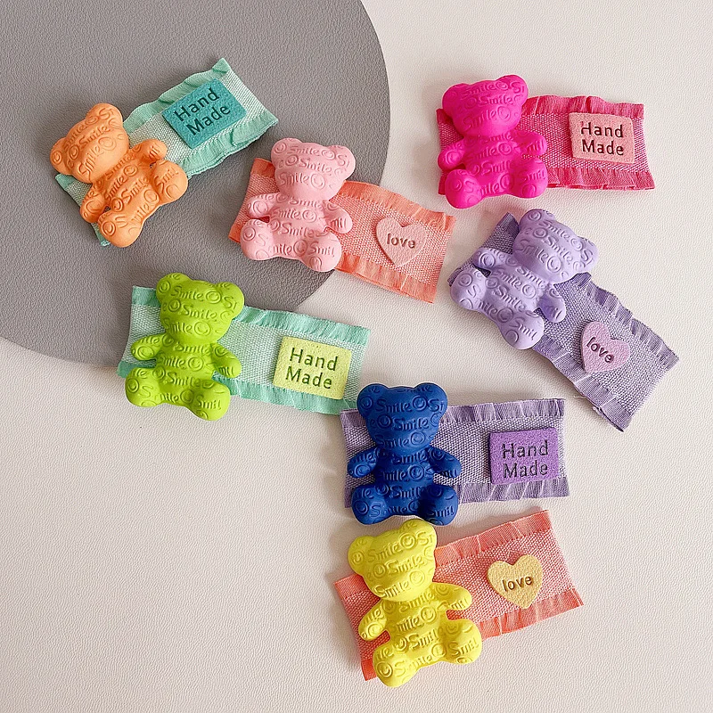 

Korean Style Kawaii Candy Color Hairpins Summer Bear Hair Pins Clips for Girls Children Headwear Headdress Kids Accessories