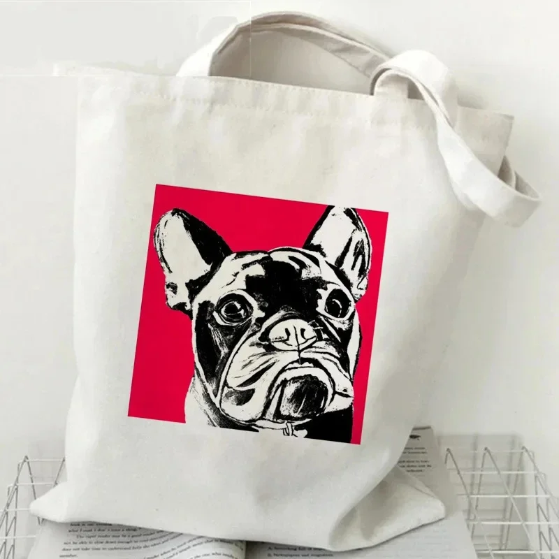 Сумка на плечо с французским бульдогом Экологичная дамская сумочка для отдыха
