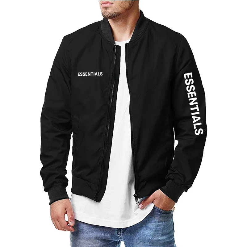

Мужская куртка-бомбер на весну и осень, ветровка с буквенным принтом, пальто, повседневная однотонная тонкая куртка, Мужская Брендовая верх...