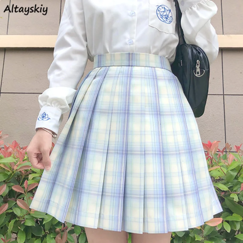 

Skirts Women JK Preppy Style Cute Empire Summer Fashion Lovely Schoolgirl Plaid All-match Pleated Female Mini Sweet Mujer Faldas