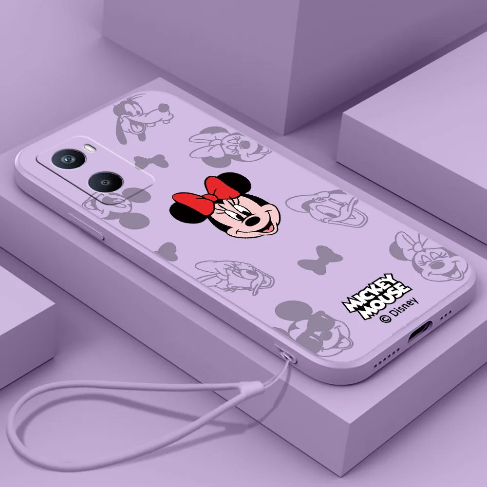 

NEW Cute Mickey Mouse Disney For OPPO A96 A94 A93 A77 A76 A74 A73 A72 A57 A54S A53S A52 A33 A31 A12 Liquid Rope Funda Cover
