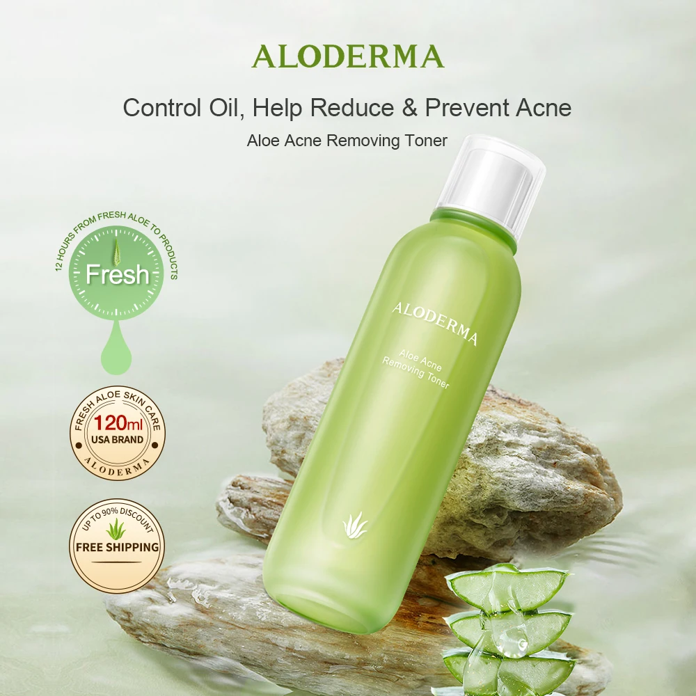 

ALODERMA Aloe Vera Acne Removing Toner Oil Control Help Reduce the Appearance of Blackheads and Acne 120ml