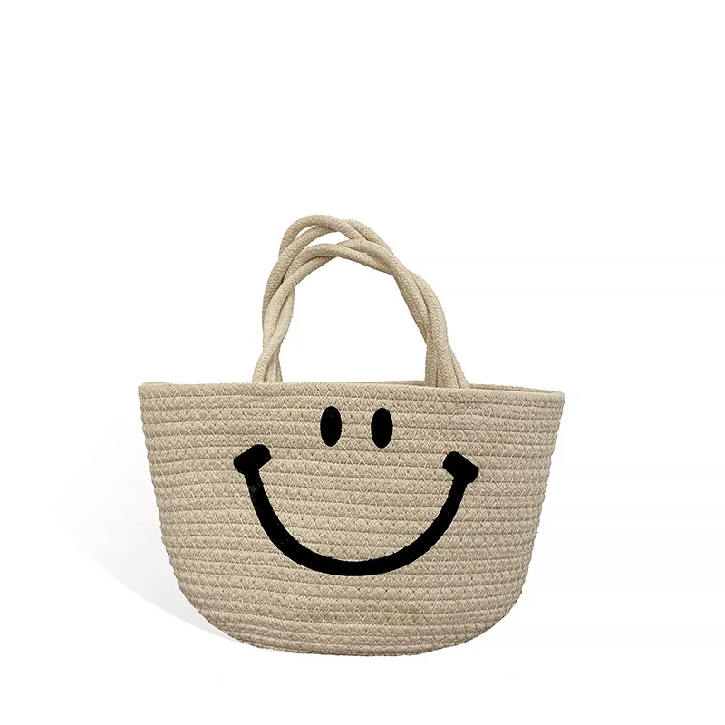 2022 Straw bag Cotton rope woven handbag Beach bag Cute children's bag
